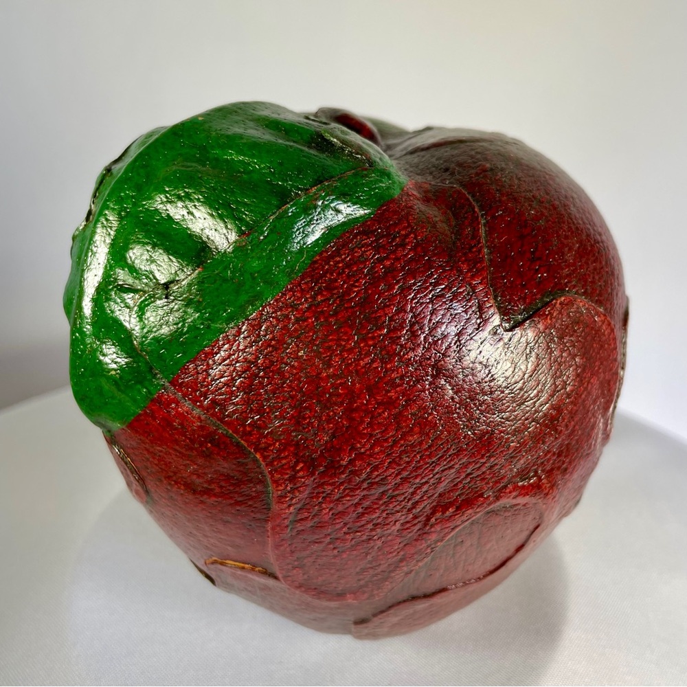 Artisan Red and Green Leather Apple Centrepiece Decor